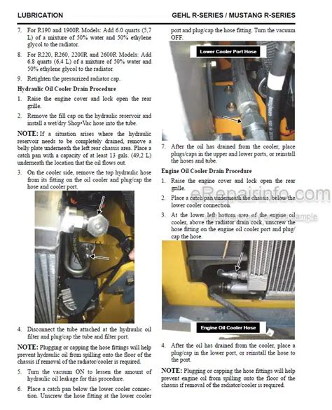 Mustang 2600R skid steer loader: Maintenance data